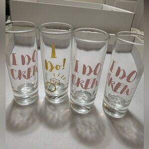 I Do Crew Shot Glass Set with Gold and Pink Accents - Bridesmaid/Bachelorette